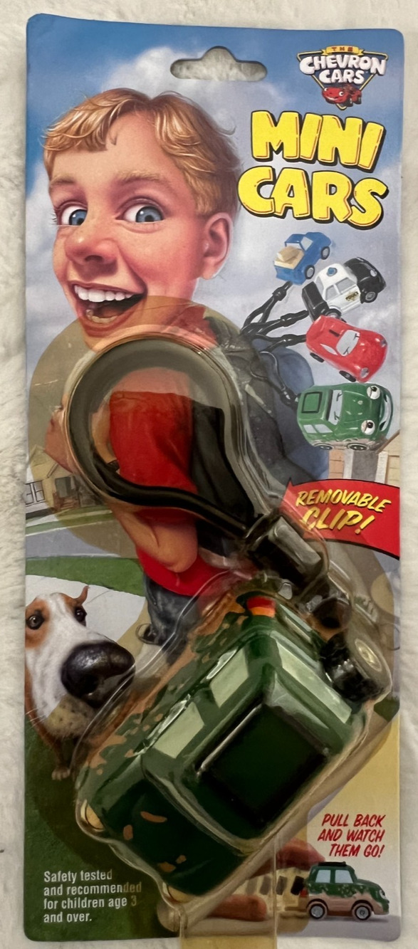 Chevron Cars Mini Car Green SUV Pull Back Toy Removable Clip New Sealed Vintage